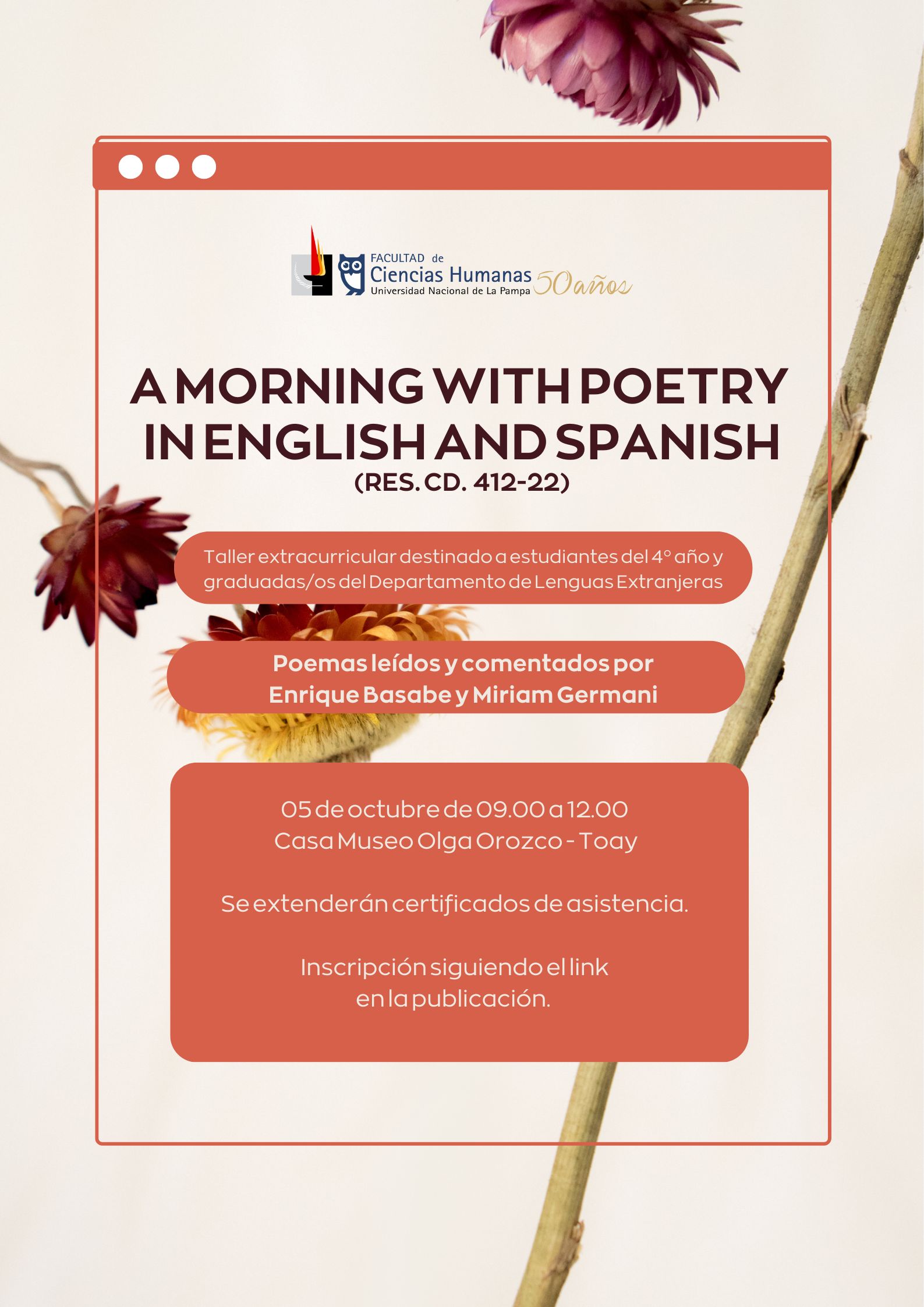 A morning with poetry in english and spanish -Una mañana con la poesía en inglés y en español-